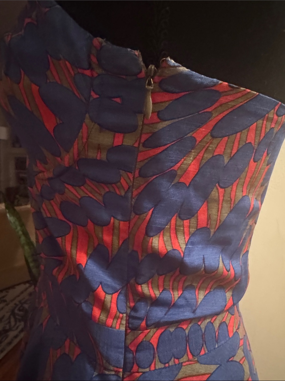 Rachel Comey Blue and Red Printed Spaghetti-Strap Mini Dress - Picture 8 of 11